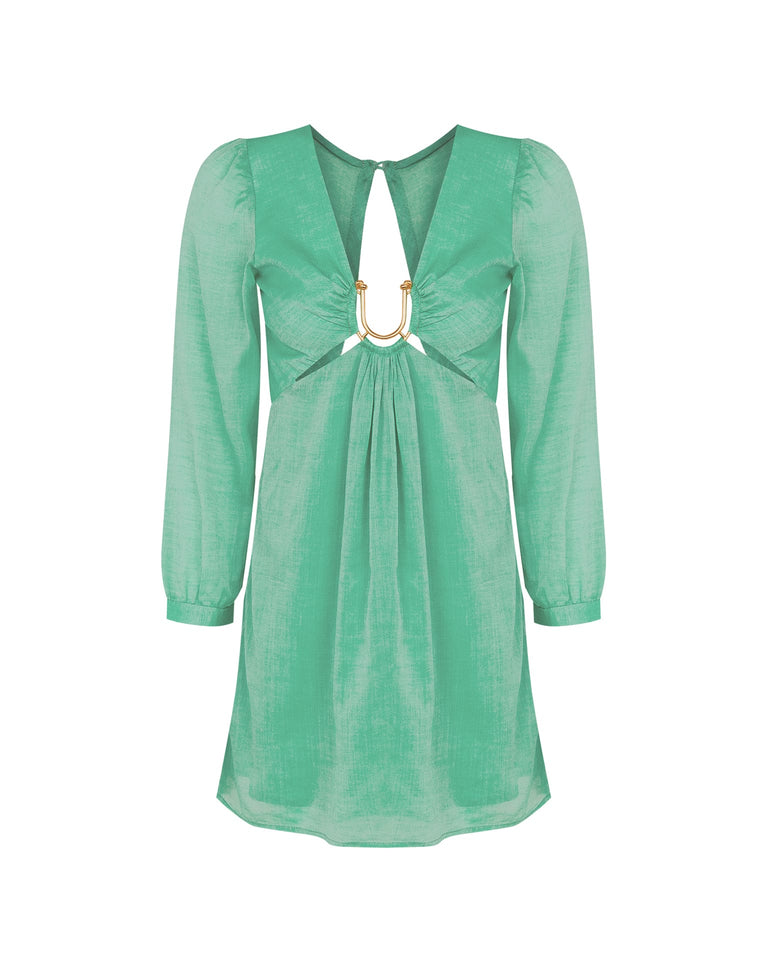 Amelia Detail Short Dress - Seagreen