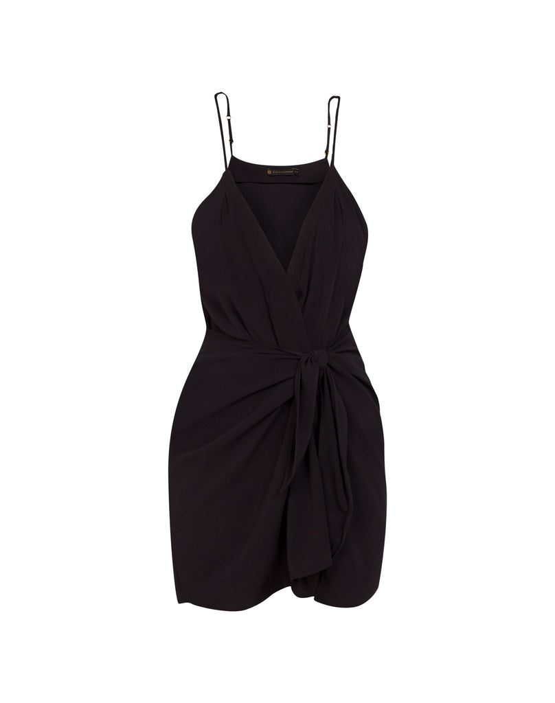 high neck black dress with sleeves Women's Vix Paula Hermanny Gisa Short Dress - Black