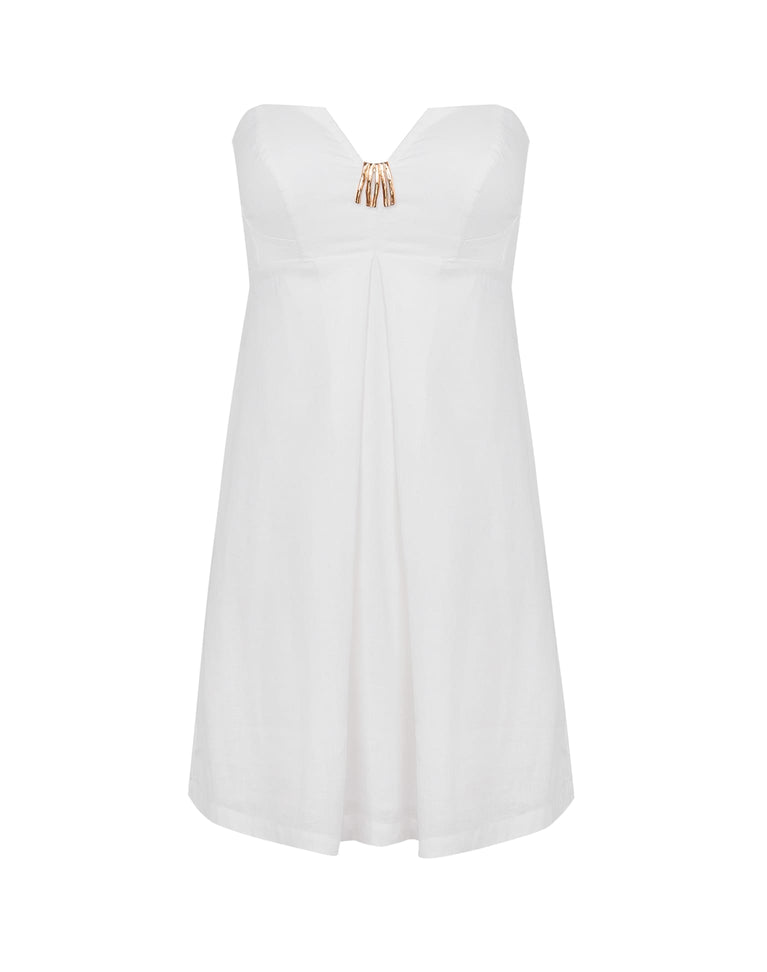 Lucile Detail Short Dress - Off White