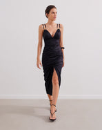 Misa Detail Midi Dress - Black