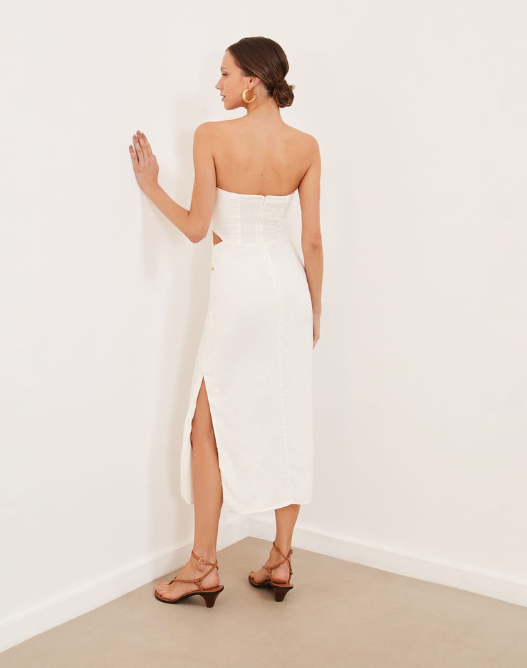 Sonny Detail Midi Dress - Off White