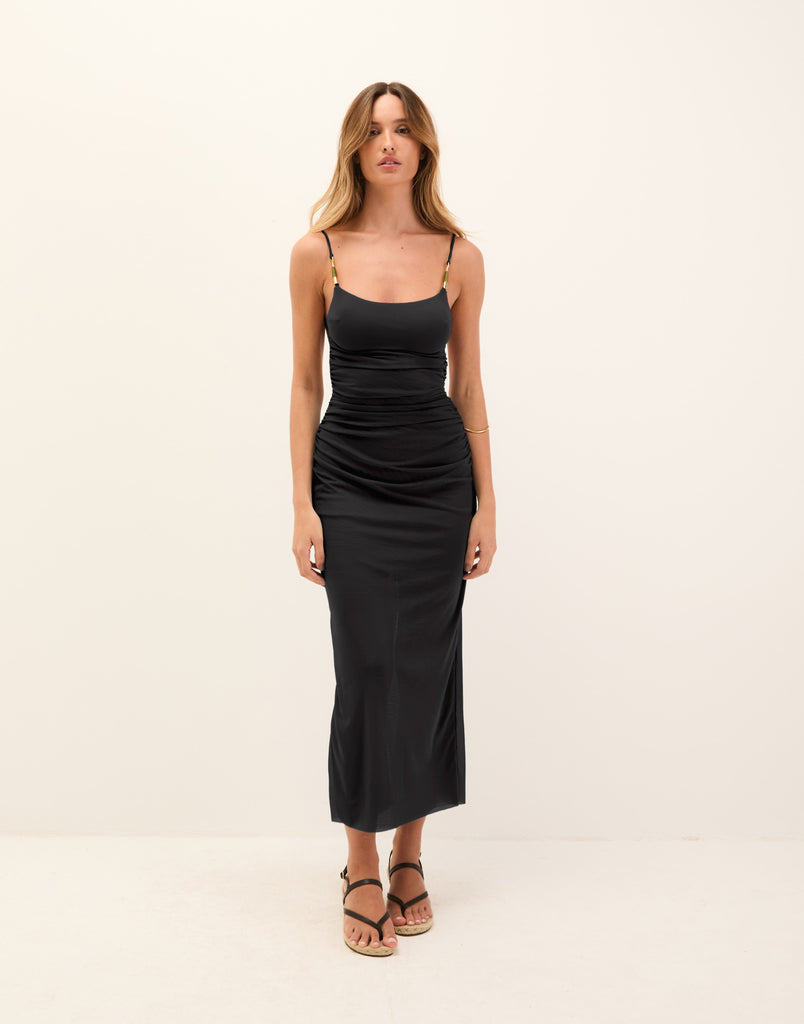 elegant white and black dresses 21Six LULWA CREPE AND SILK TAFFETA DRESS IN Black AND White main image 0