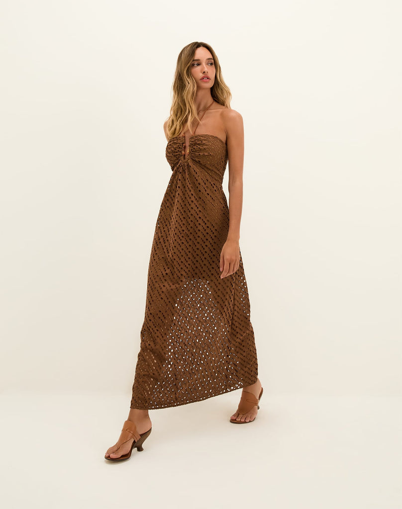Eyelet Melina Long Dress - Toasty