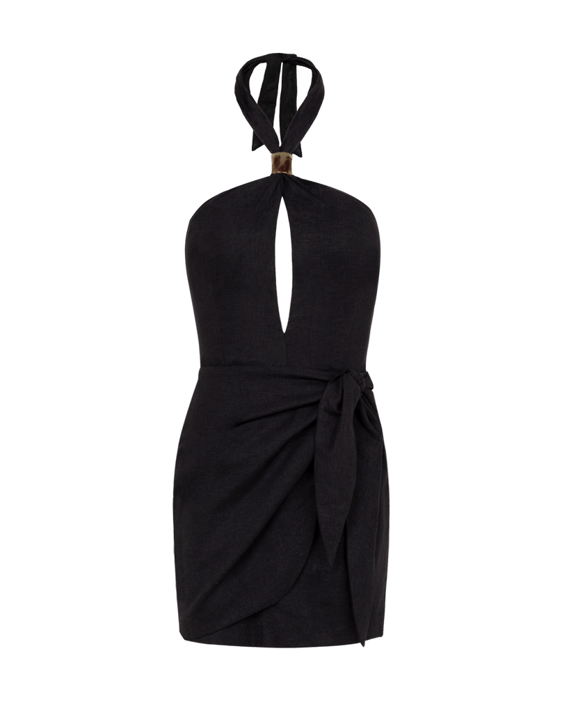 lunara mini dress black ViX Paula Hermanny ViX Luna Mini Dress Swim Cover-Up - Black