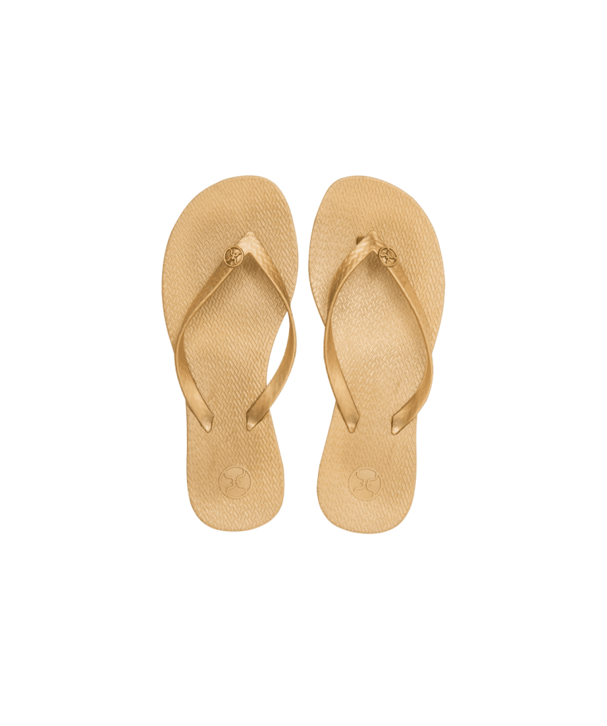 White and gold flip flops sales