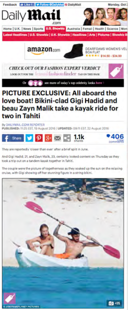 Gigi Hadid in Tahiti in ViX