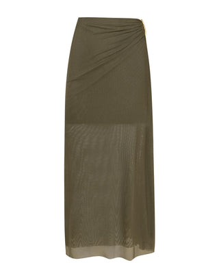 Amira Detail Long Skirt - Evergreen