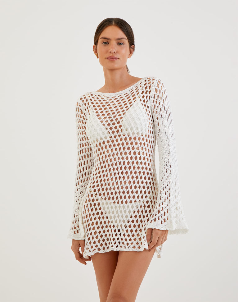 Knit Belle Short Cover Up - Off White