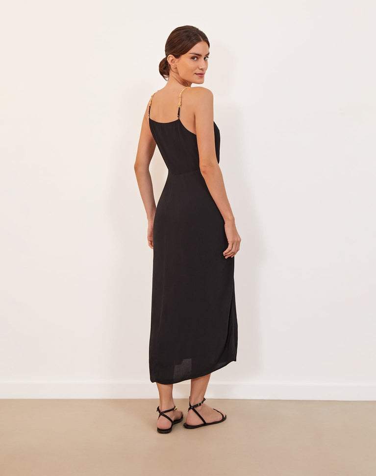 Carly Detail Midi Dress - Black