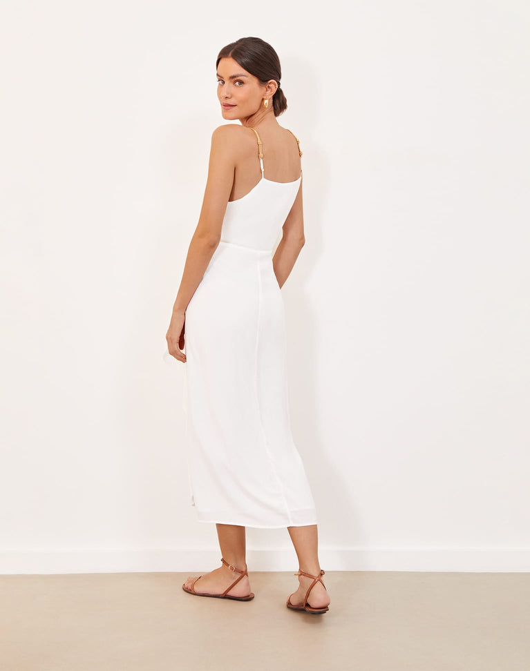 Carly Detail Midi Dress - Off White