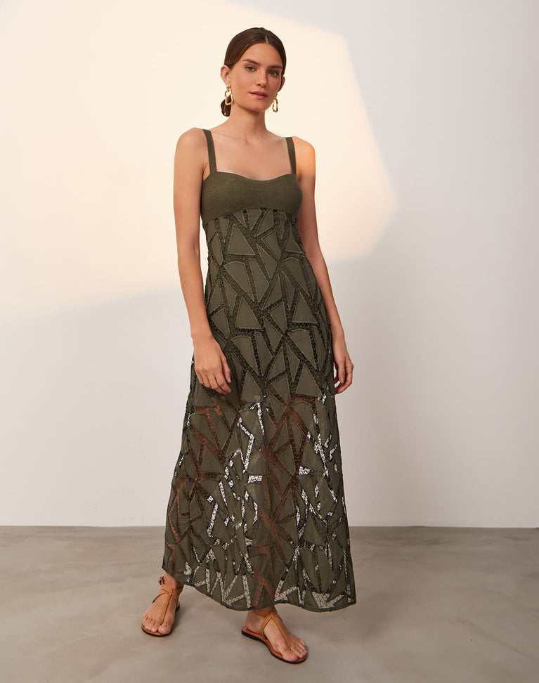 Eleni Long Dress (exchange only) - Evergreen