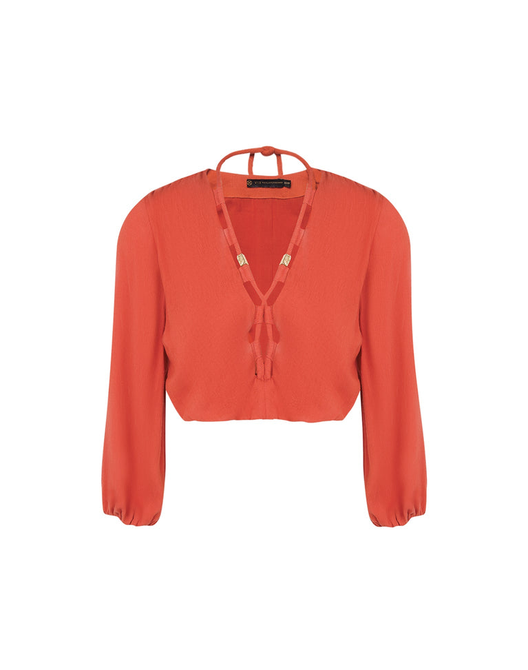 Ino Long Sleeve Blouse - Brick