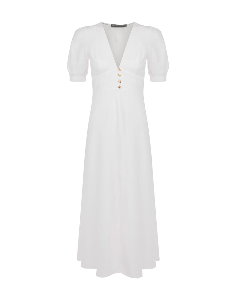 Irida Detail Midi Dress - Off White