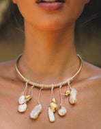 Pearl Hoop Necklace - Gold
