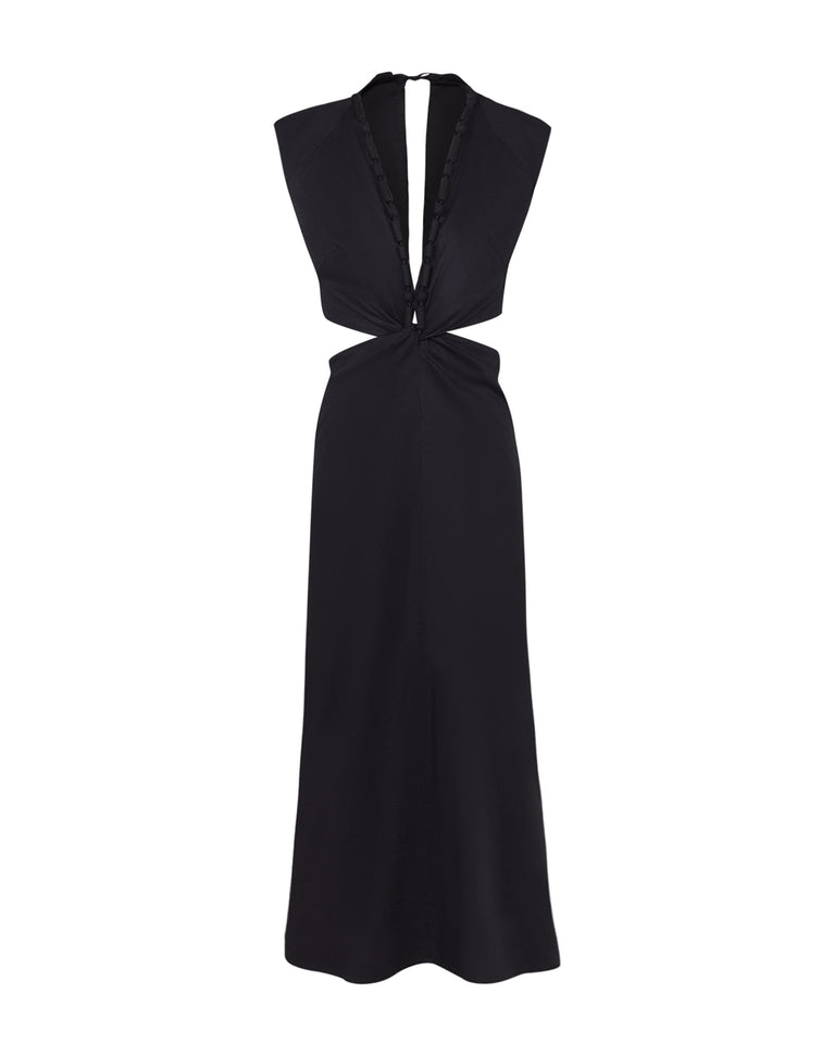Raira Detail Long Dress - Black