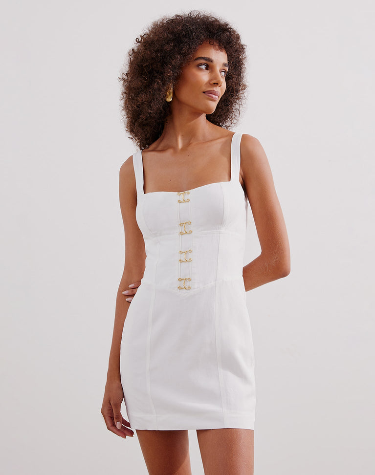 Riza Short Dress - Off White