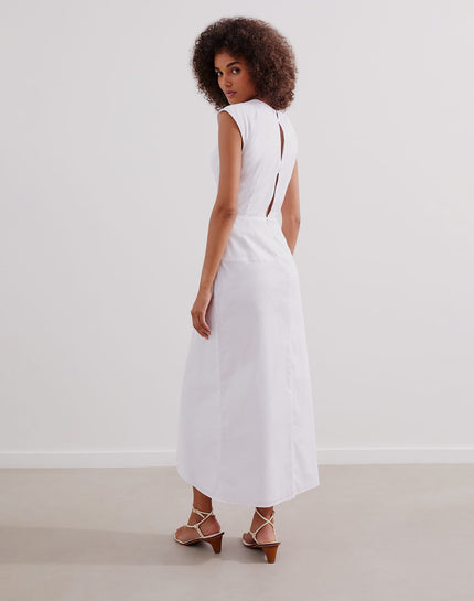Saori Detail Midi Dress - Off White