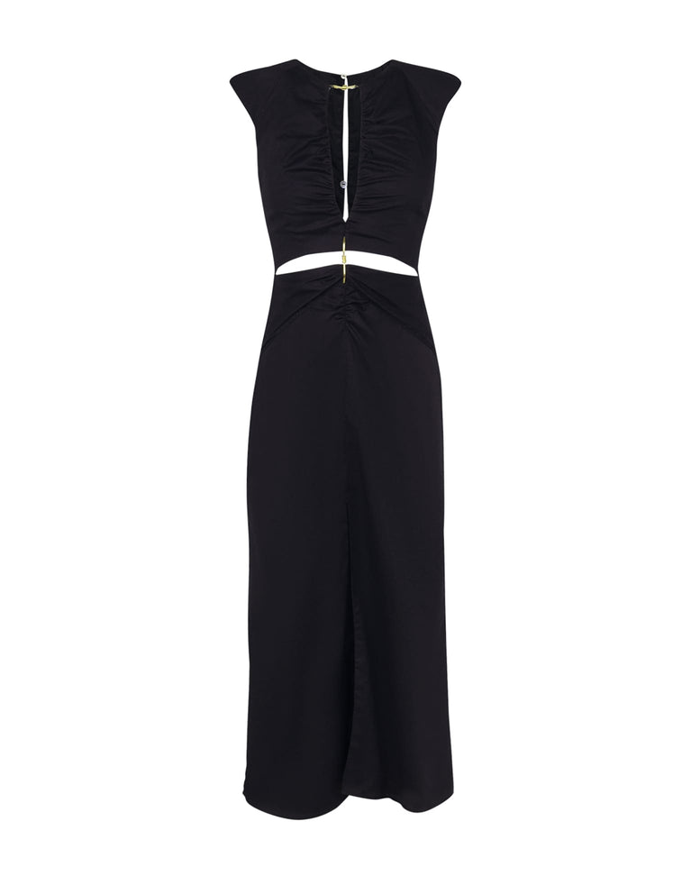 Saori Detail Midi Dress - Black