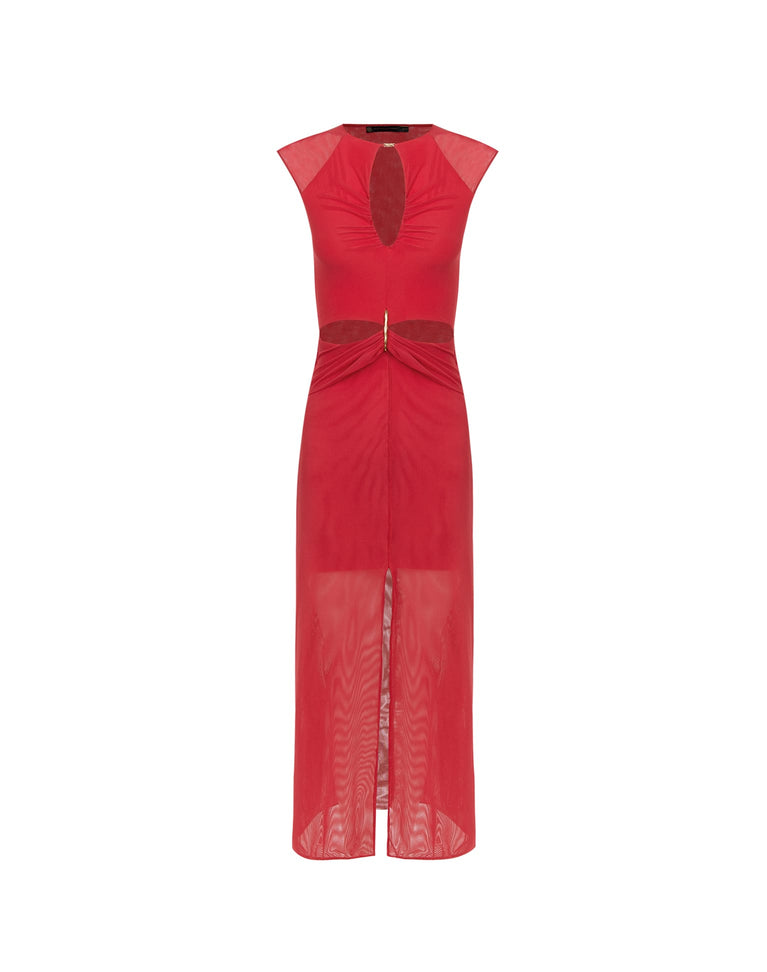 Tori Detail Midi Dress - Red Poppy