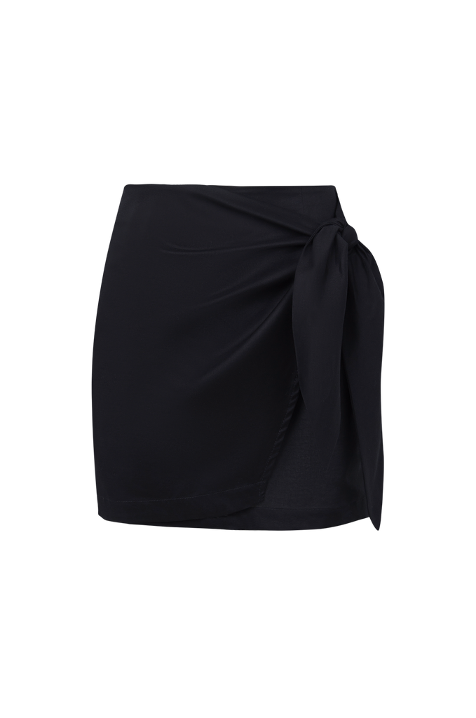 Black Wrap Mini Skirt