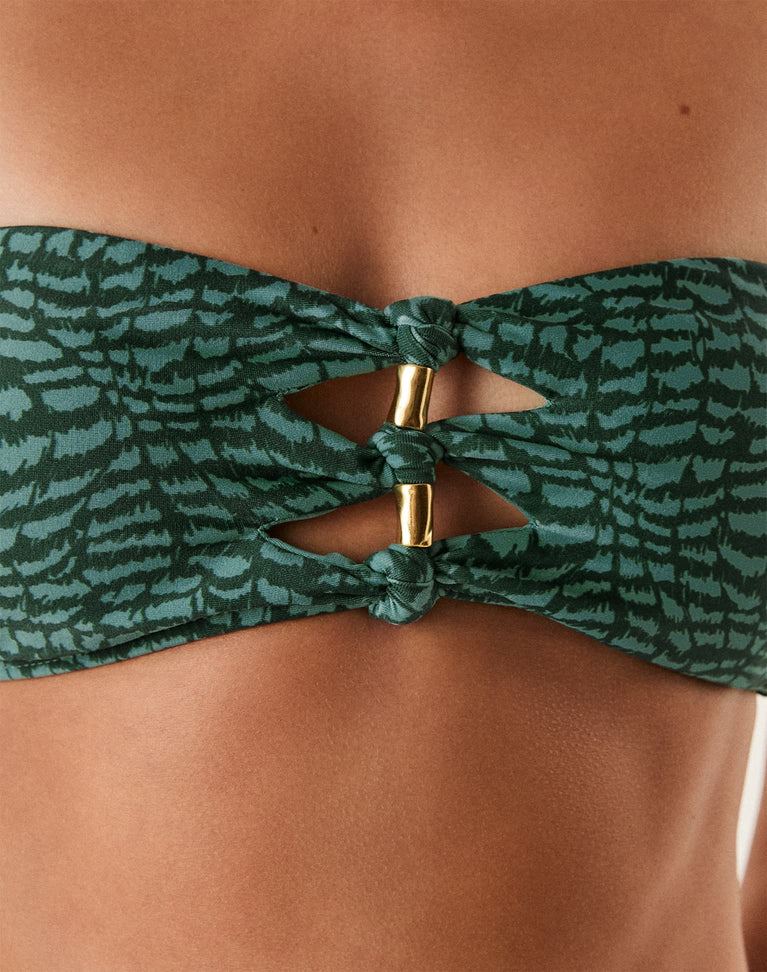 Megan Bandeau Top - Serpent Skin Acqua S