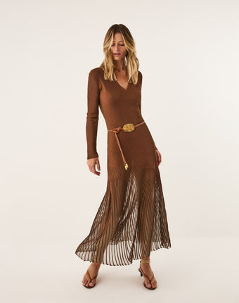Knit Alba Long Dress - Camel