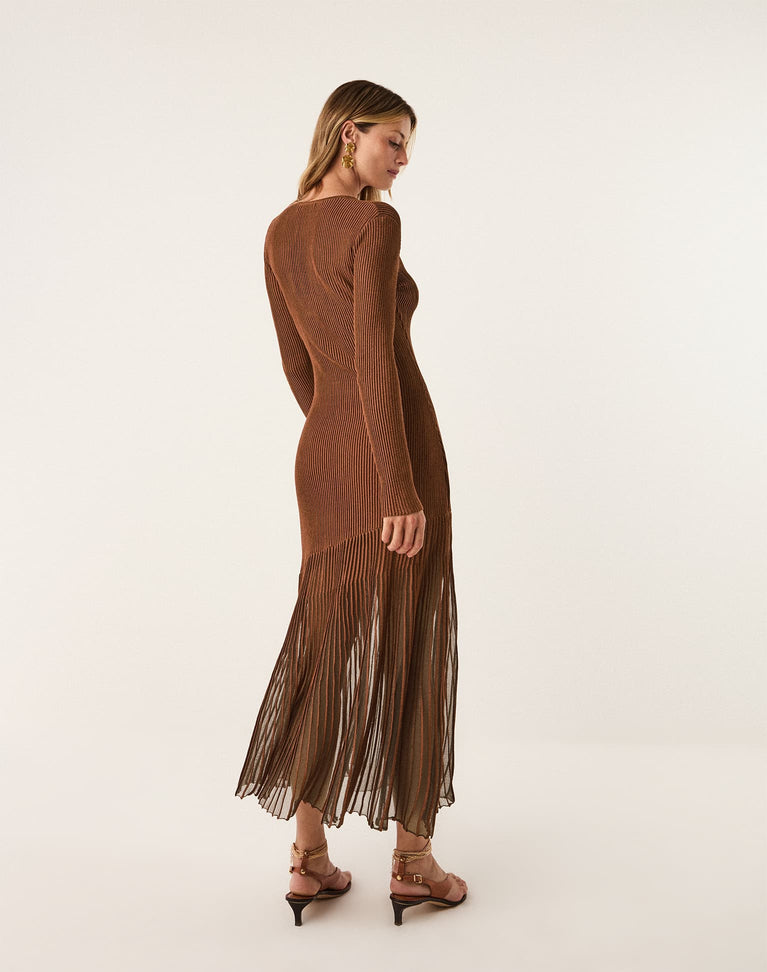 Knit Alba Long Dress - Camel XS