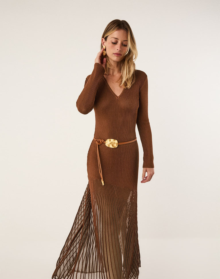 Knit Alba Long Dress - Camel XS