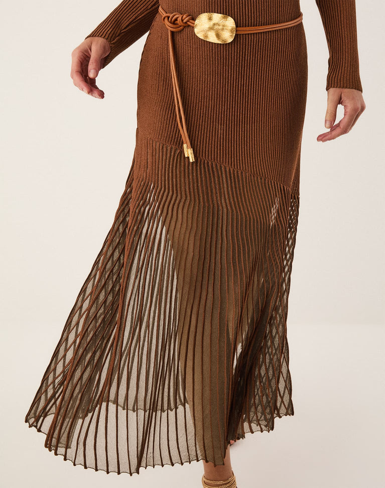 Knit Alba Long Dress - Camel XS