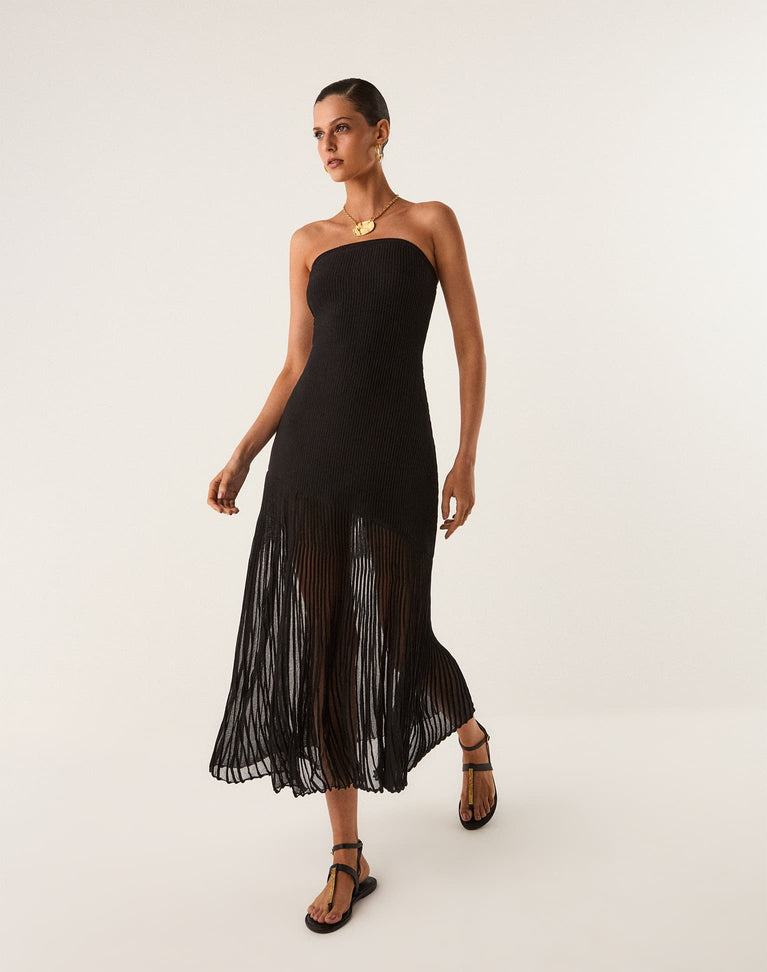 Knit Lucia Long Dress - Black XS