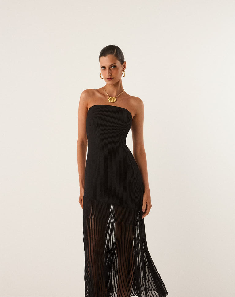 Knit Lucia Long Dress - Black XS