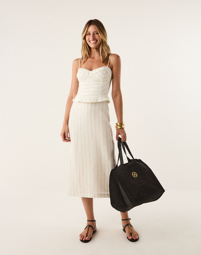 Hazel Midi Dress - Off White XS