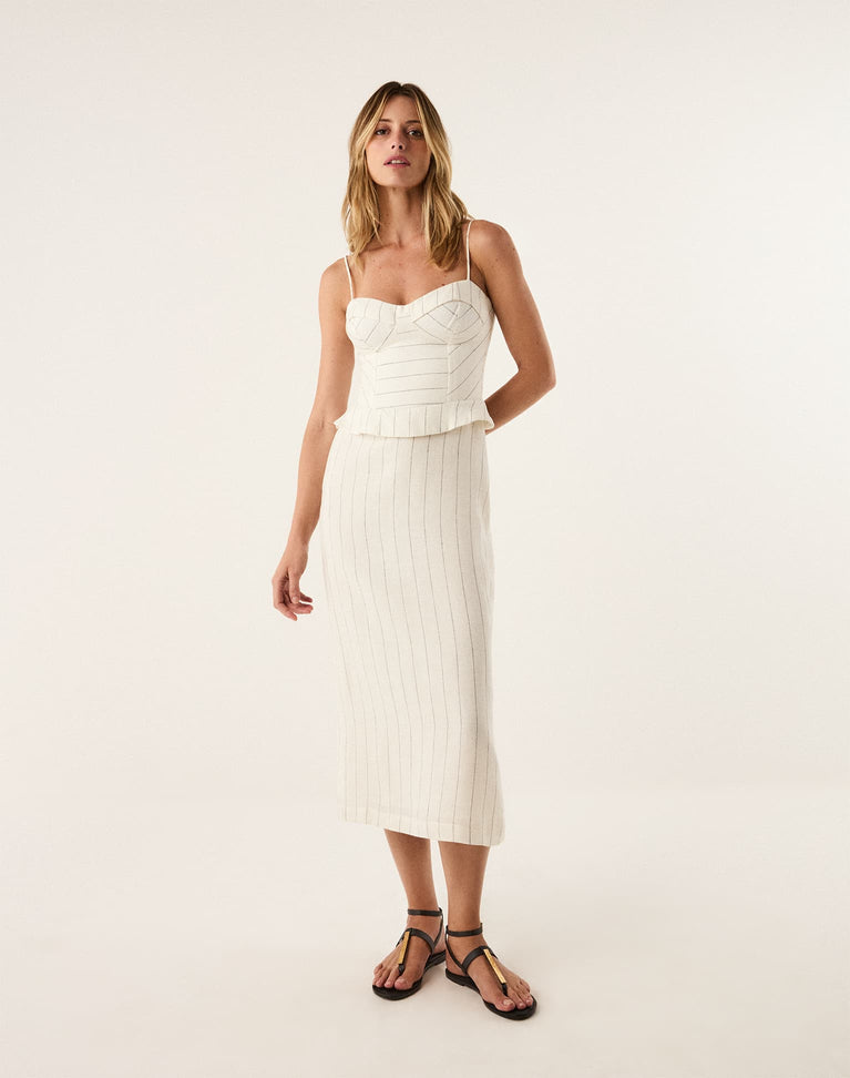Hazel Midi Dress - Off White XS