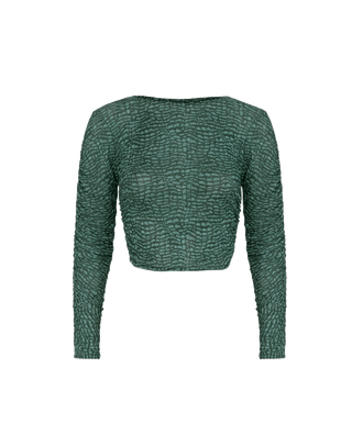 Mira Long Sleeve Blouse - Serpent Skin Acqua XS