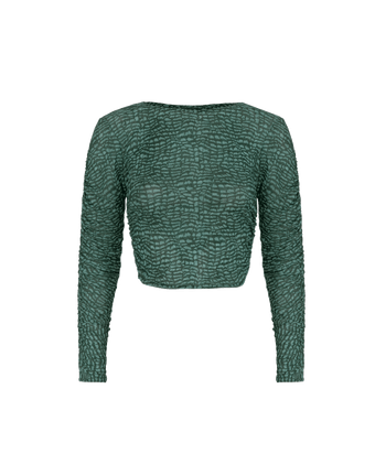 Mira Long Sleeve Blouse - Serpent Skin Acqua