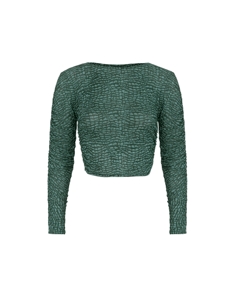 Mira Long Sleeve Blouse - Serpent Skin Acqua