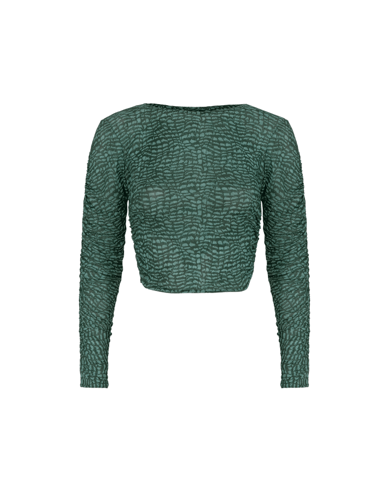 Mira Long Sleeve Blouse - Serpent Skin Acqua XS
