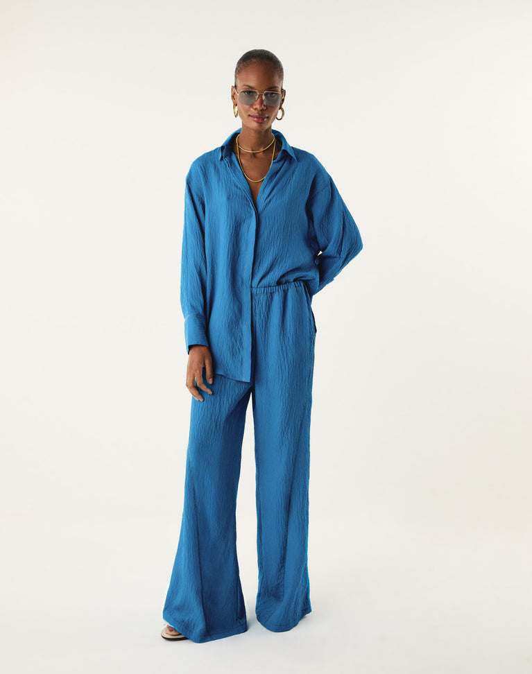 Bailey Wide Leg Pants - Tidal Wave XS