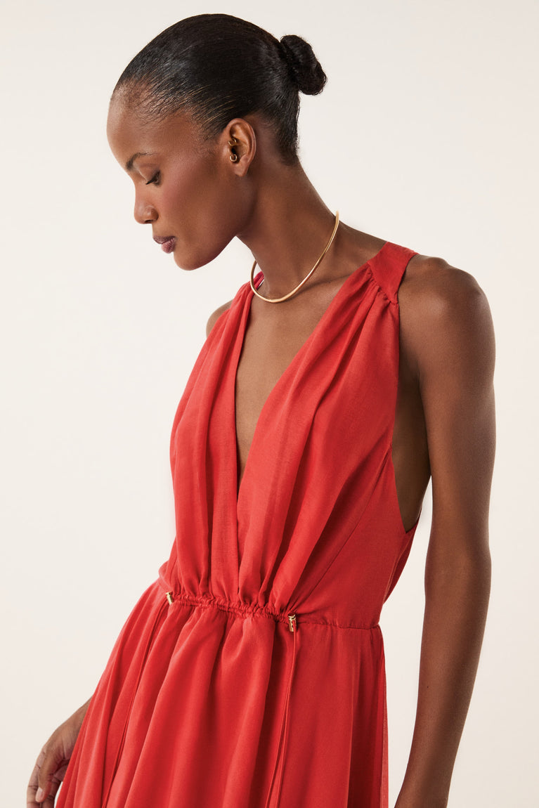 Paloma Long Dress - Spicy Red XS