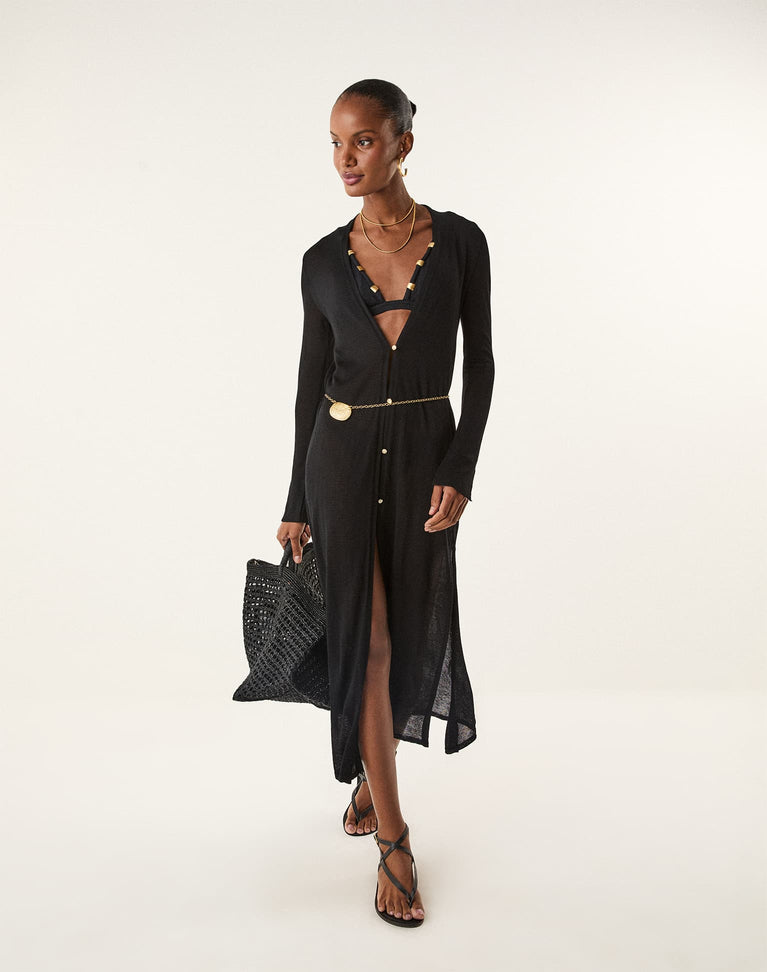 Knit Lucia Long Cardigan - Black XS