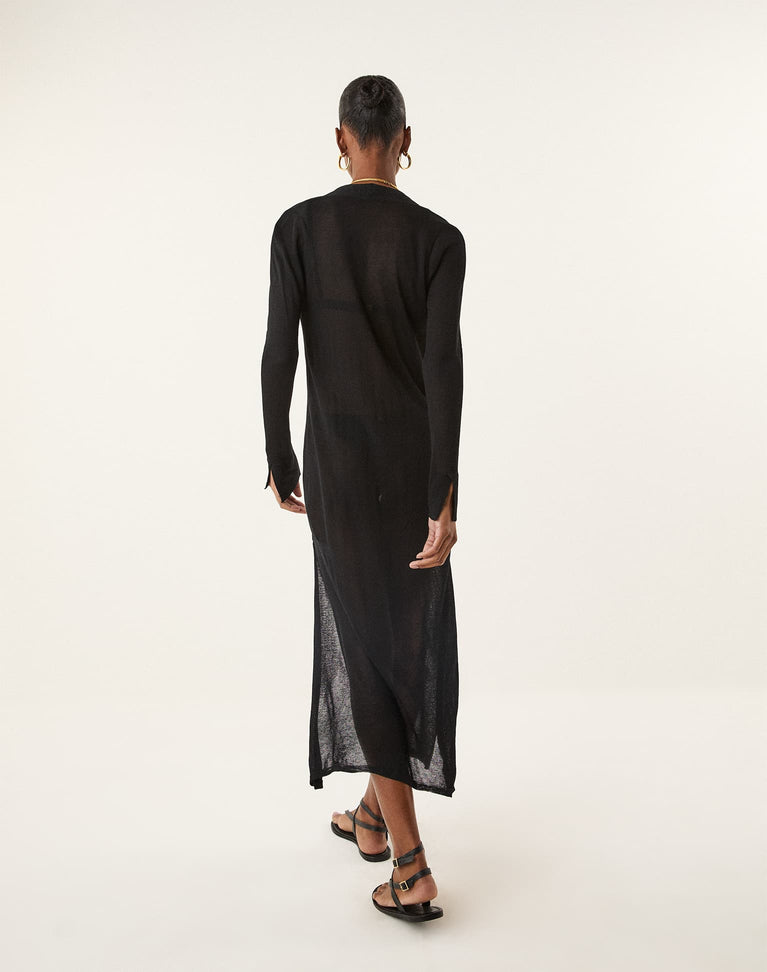 Knit Lucia Long Cardigan - Black XS