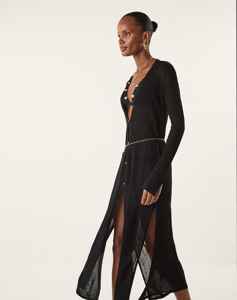 Knit Lucia Long Cardigan - Black XS