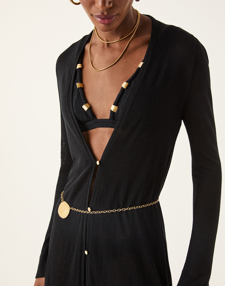 Knit Lucia Long Cardigan - Black XS