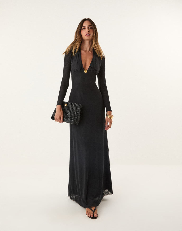 Etta Long Sleeve Dress - Black XS