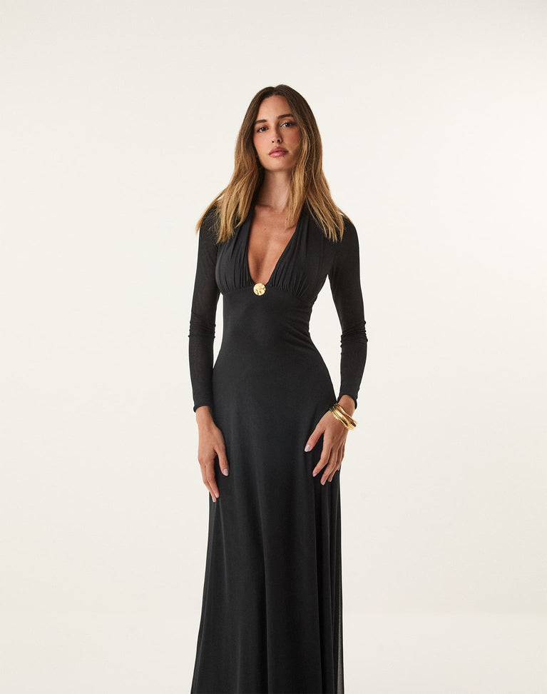 Etta Long Sleeve Dress - Black XS