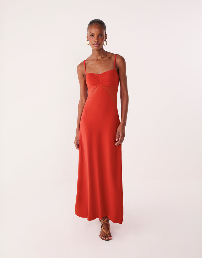 Anne Midi Dress - Spicy Red