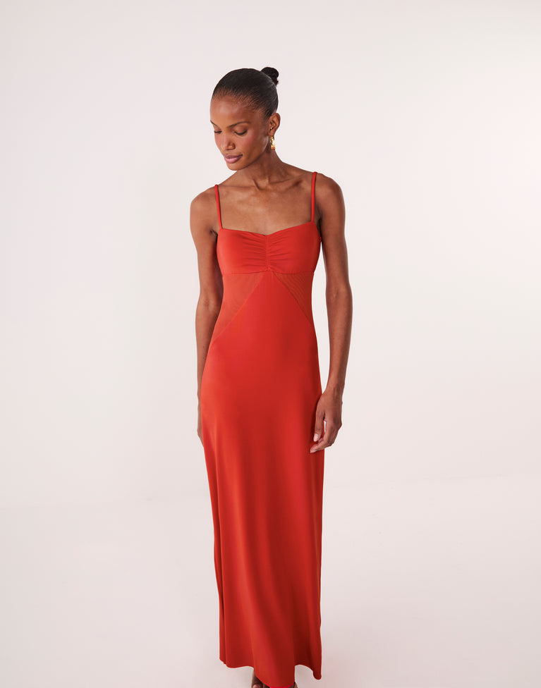 Anne Midi Dress - Spicy Red