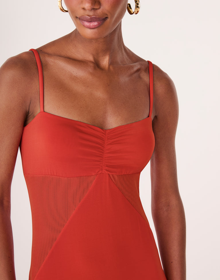 Anne Midi Dress - Spicy Red
