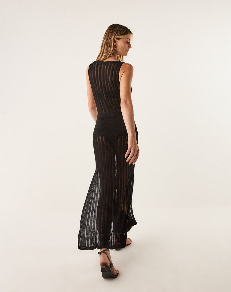 Knit Estela Long Cover Up - Black XS