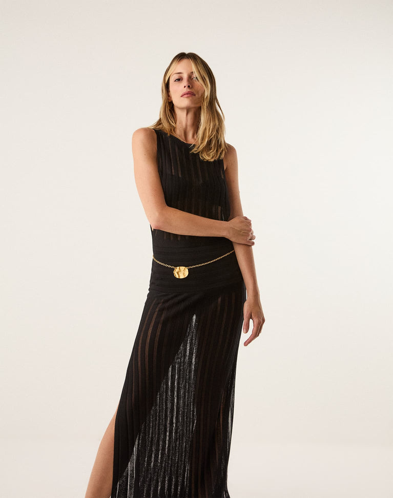 Knit Estela Long Cover Up - Black XS